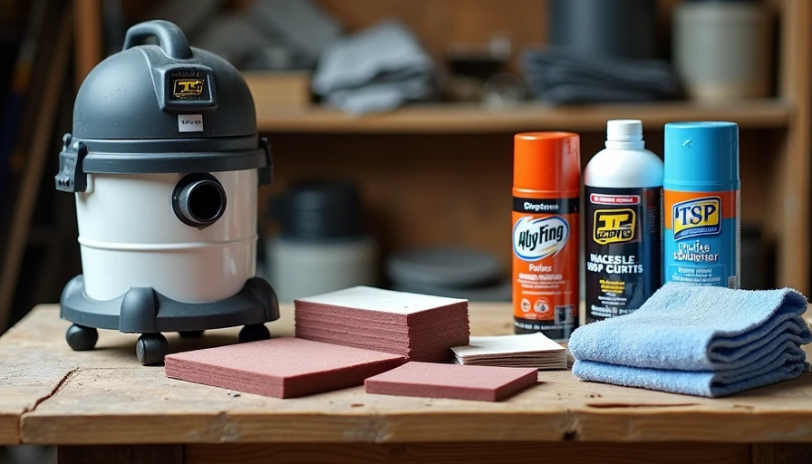 Proper surface preparation tools and materials laid out