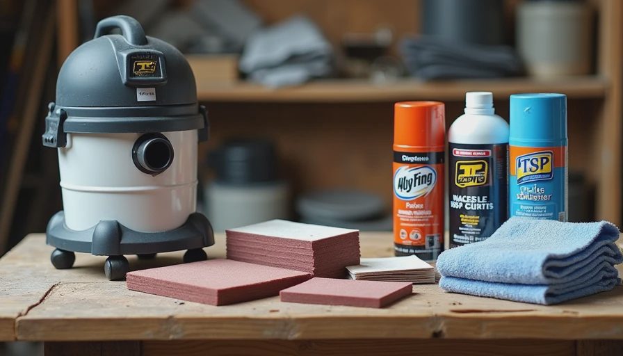 The right tools make thorough prep fast and effective Proper surface preparation tools and materials laid out