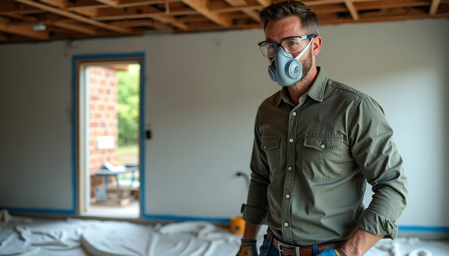 Homeowner in proper PPE preparing workspace safely