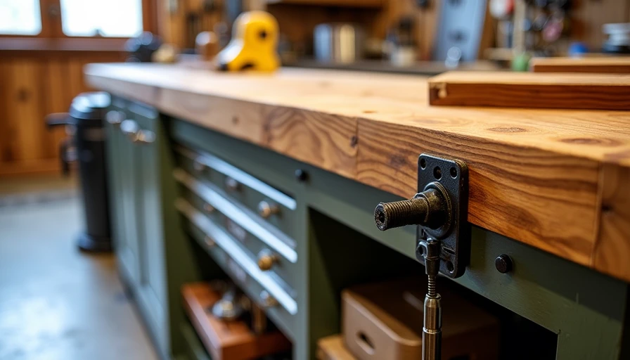 Heavy-duty custom garage workbench details