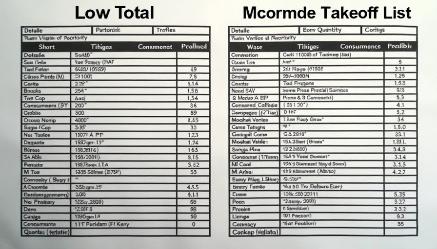 Incomplete vs complete material takeoff comparison