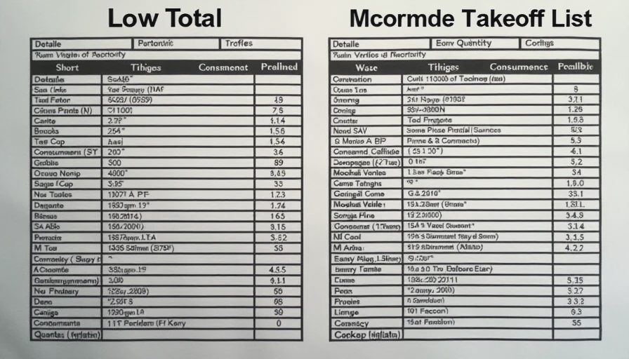 Why short lists lead to budget overruns Incomplete vs complete material takeoff comparison