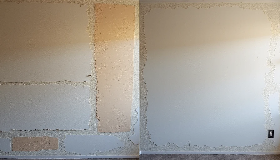 Before and after surface preparation on drywall patch