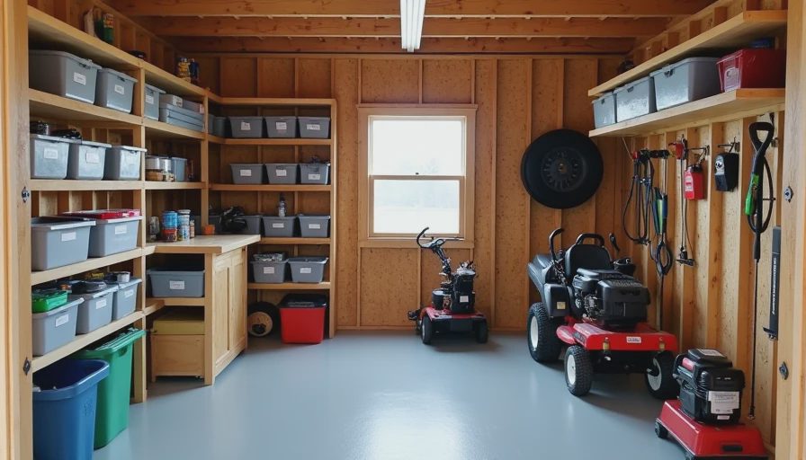 Functional storage that supports weekend projects Organized interior of backyard storage shed
