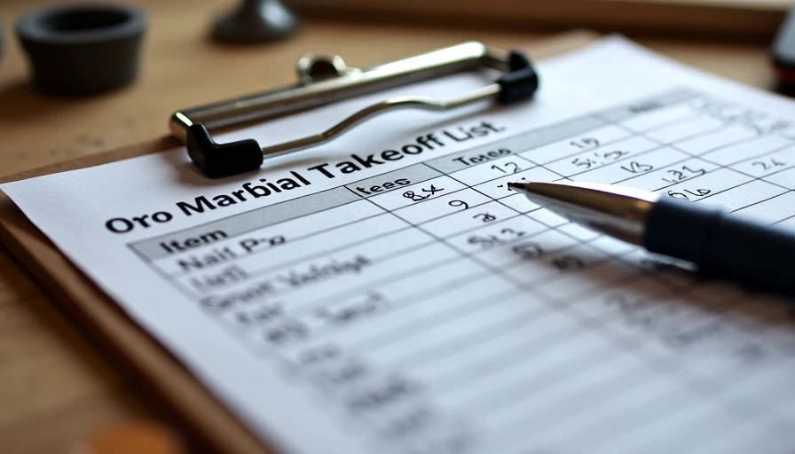 Detailed material takeoff list with pricing