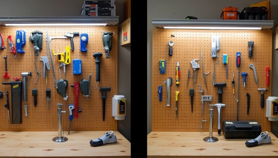 Tool wall organization before and after
