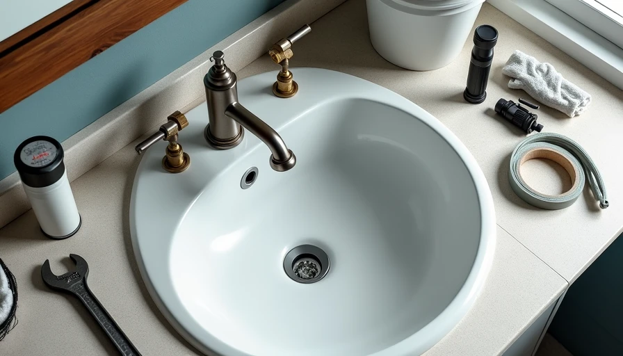 Tools and new faucet parts prepared for installation